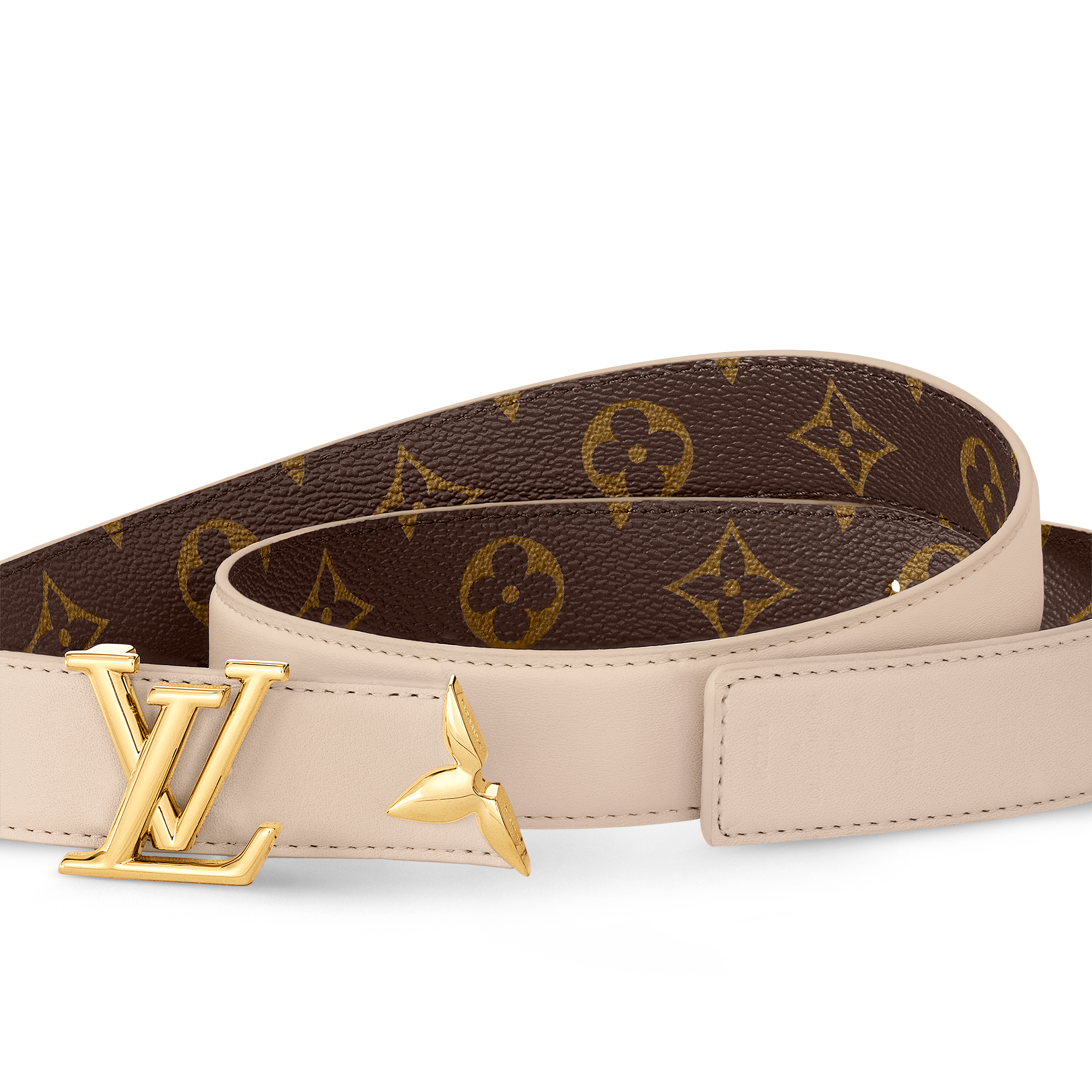 Pretty LV 30MM Reversible Belt Luxury Monogram Canvas Beige